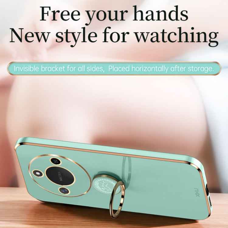 XINLI Straight 6D Plating Gold Edge TPU Shockproof Case with Ring Holder, For Honor X60, For Honor Play9T 5G, For Honor X60i