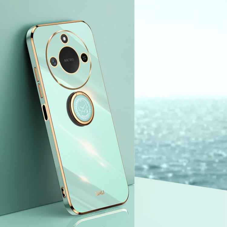 XINLI Straight 6D Plating Gold Edge TPU Shockproof Case with Ring Holder, For Honor X60, For Honor Play9T 5G, For Honor X60i