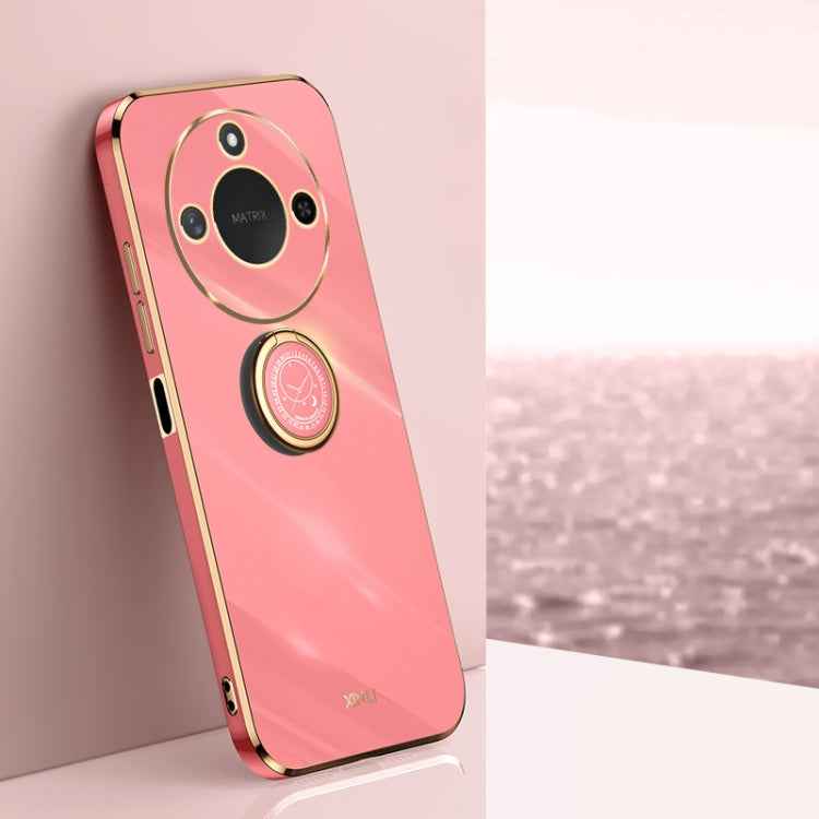 XINLI Straight 6D Plating Gold Edge TPU Shockproof Case with Ring Holder, For Honor X60, For Honor Play9T 5G, For Honor X60i