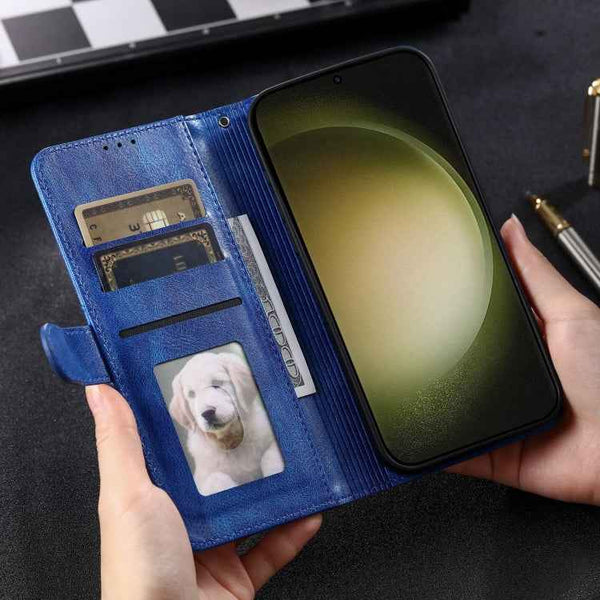For Samsung Galaxy S23+ 5G Simple 6-Card Wallet Leather Phone Case(Blue)