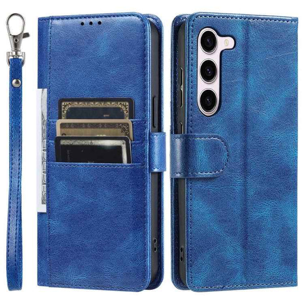 For Samsung Galaxy S23+ 5G Simple 6-Card Wallet Leather Phone Case(Blue)