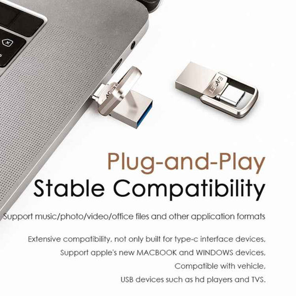 EAGET 128G USB 3.1 + Type-C / USB-C  Interface Metal Twister Flash U Disk, with Micro USB OTG Adapter