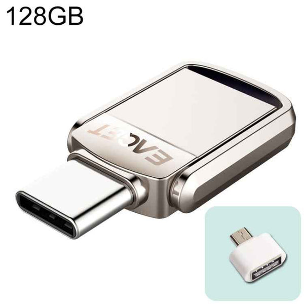 EAGET 128G USB 3.1 + Type-C / USB-C  Interface Metal Twister Flash U Disk, with Micro USB OTG Adapter