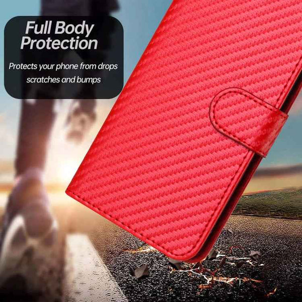 YX0070 Carbon Fiber Buckle Leather Phone Case with Lanyard, For iPhone 15 Pro Max, For iPhone 15 Pro, For iPhone 15 Plus