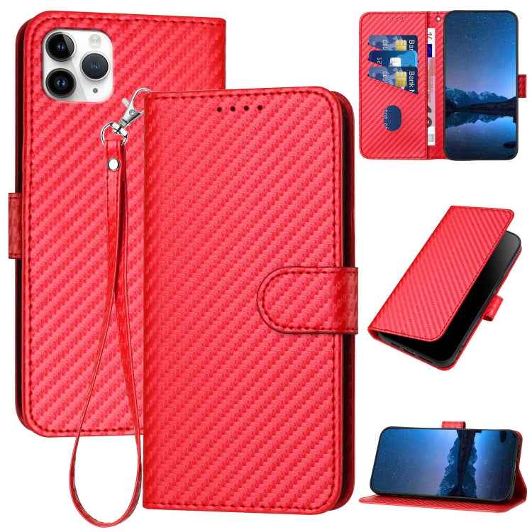 YX0070 Carbon Fiber Buckle Leather Phone Case with Lanyard, For iPhone 12 mini, For iPhone 11 Pro Max, For iPhone 11