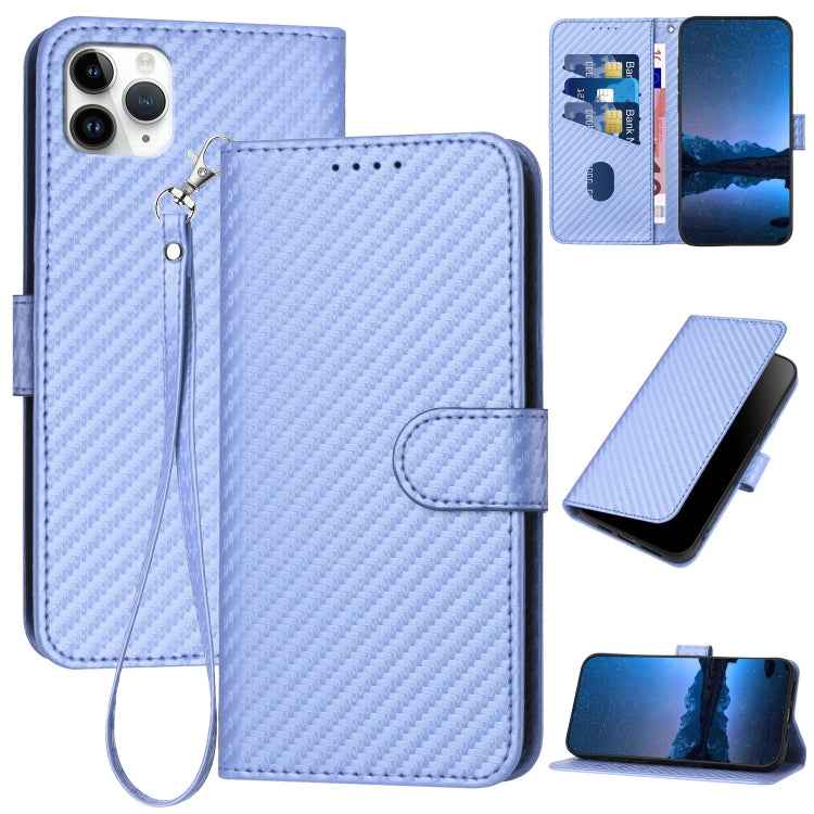 YX0070 Carbon Fiber Buckle Leather Phone Case with Lanyard, For iPhone 12 mini, For iPhone 11 Pro Max, For iPhone 11