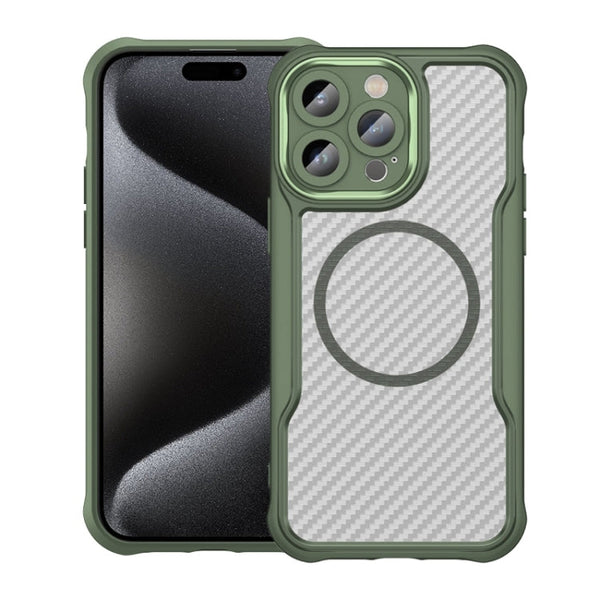 Carbon Fiber Texture MagSafe Translucent Phone Case