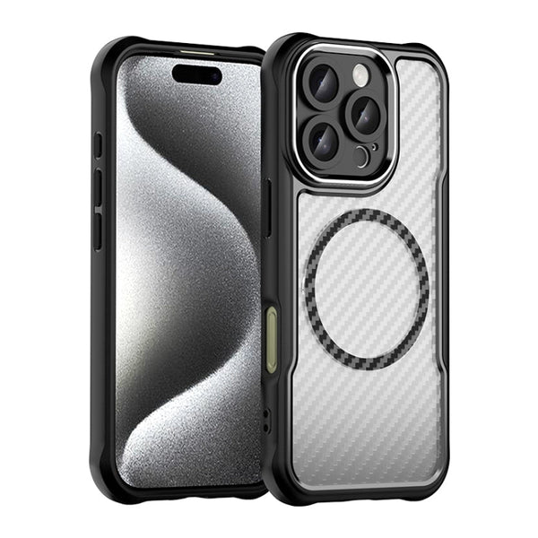 Carbon Fiber Texture MagSafe Translucent Phone Case