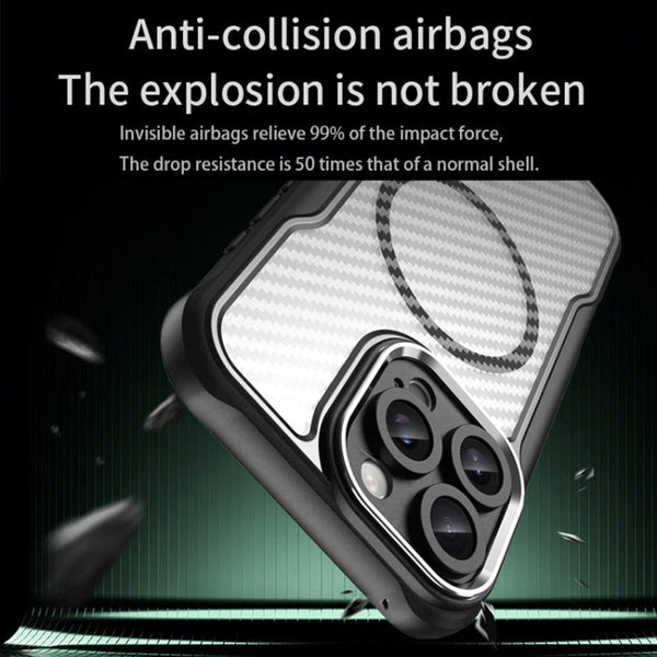 Carbon Fiber Texture MagSafe Translucent Phone Case