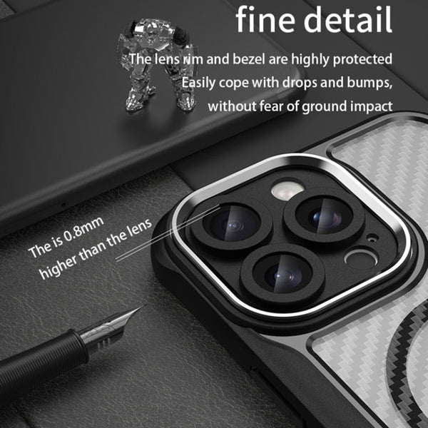 Carbon Fiber Texture MagSafe Translucent Phone Case