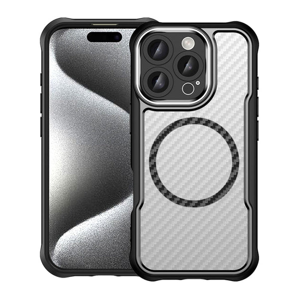 Carbon Fiber Texture MagSafe Translucent Phone Case