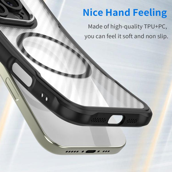 Carbon Fiber Texture MagSafe Translucent Phone Case