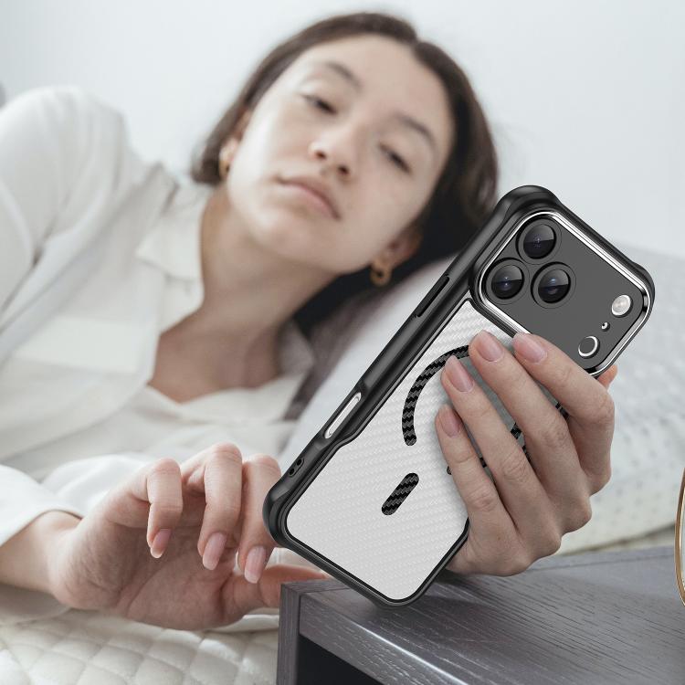 Carbon Fiber Texture MagSafe Translucent Phone Case