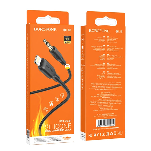Borofone BL18 AUX Silicone Audio Cable, 3.5mm to 8 Pin Cable