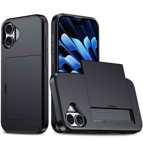 Shockproof Armor Phone Case with Card Slot, For iPhone 16