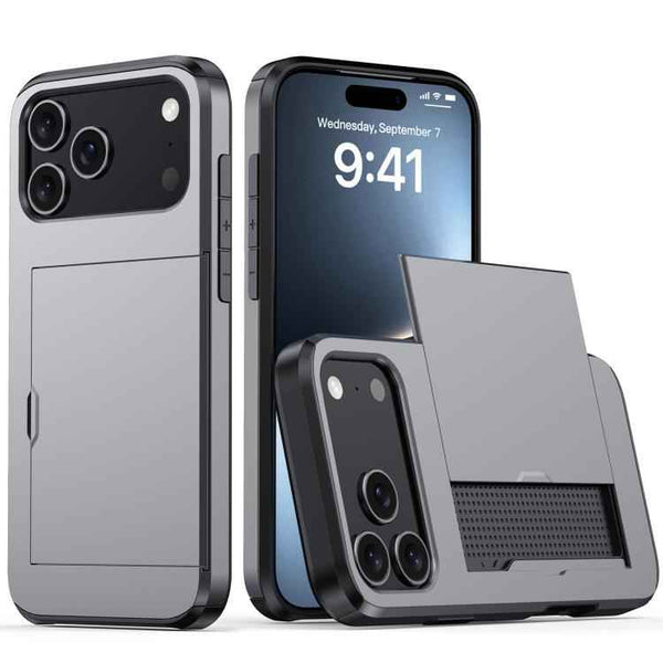 Shockproof Armor Phone Case with Card Slot, For iPhone 17 Pro Max, For iPhone 17 Pro