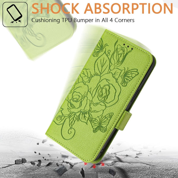 Embossed Rose RFID Anti-theft Leather Phone Case