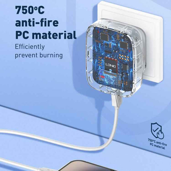 LDNIO Q334 32W Type-C + Dual USB Port Charger with 1m Micro USB Data Cable, EU Plug