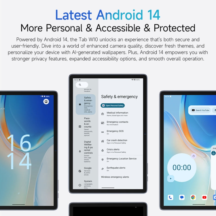 Ulefone Tab W10 WiFi Tablet PC, 10.1 inch Android 14 Unisoc T606 Octa Core, EU Plug