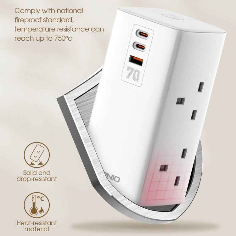 LDNIO SC4396 70W Desktop Multi-function GaN Desktop Charger 2AC, 1U, 2C with 1 Socket, SC4396 (UK Plug)