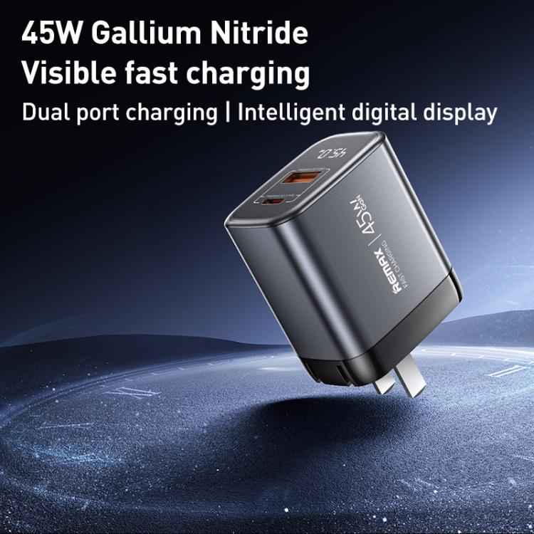 REMAX U2-AC 45W USB and Type-C GaN Digital Display Fast Charger, EU Plug, UK Plug
