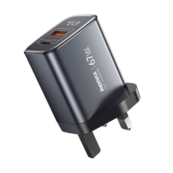 REMAX U2-AC 67W USB and Type-C GaN Digital Display Fast Charger, EU Plug, UK Plug