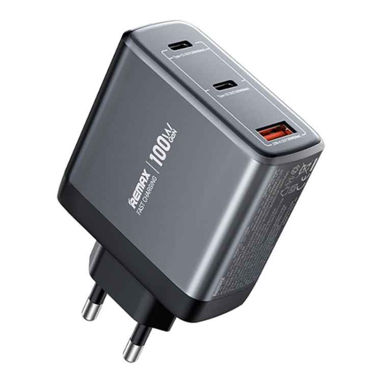 REMAX U2-AC 100W USB and Dual Type-C GaN Digital Display Fast Charger, EU Plug