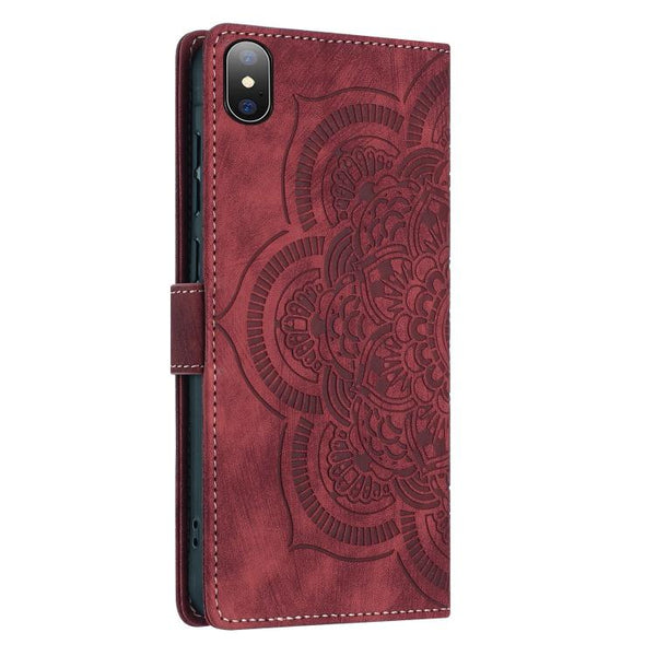 Mandala Embossed Retro Frosted Leather Phone Case