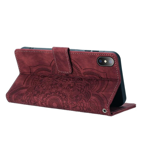 Mandala Embossed Retro Frosted Leather Phone Case