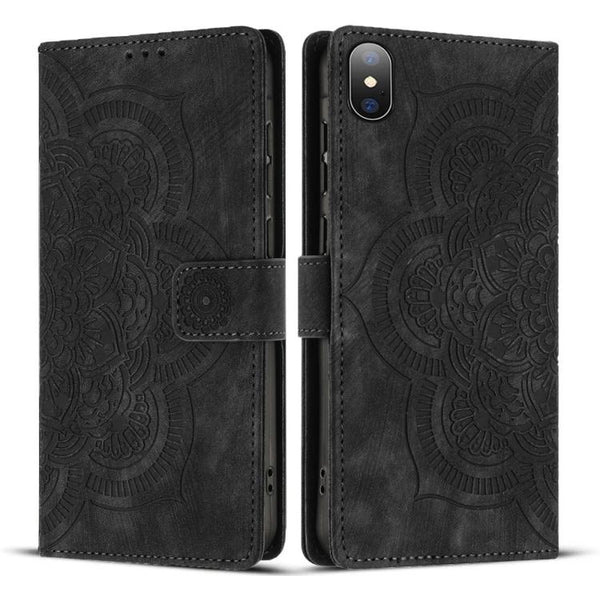 Mandala Embossed Retro Frosted Leather Phone Case