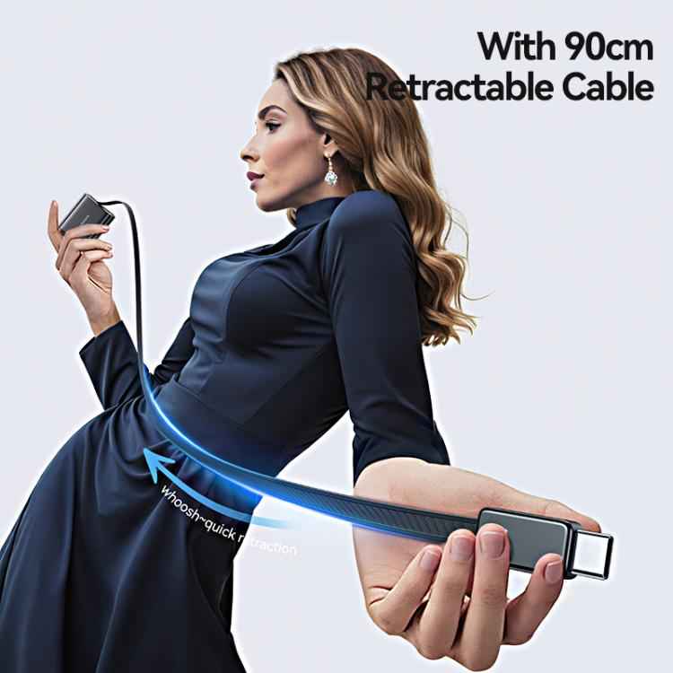 USAMS CC300 65W Fast Charger With Retractable USB-C / Type-C Cable, US Plug