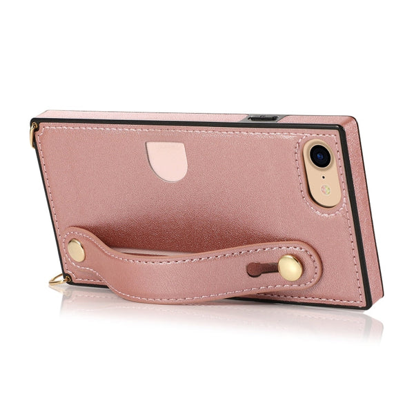 Wrist Strap PU+TPU Shockproof Protective Case with Crossbody Lanyard & Holder & Card Slot, For iPhone 6, For iPhone 7 / 8 / SE 2020, For iPhone 6 Plus, For iPhone 8 Plus / 7 Plus