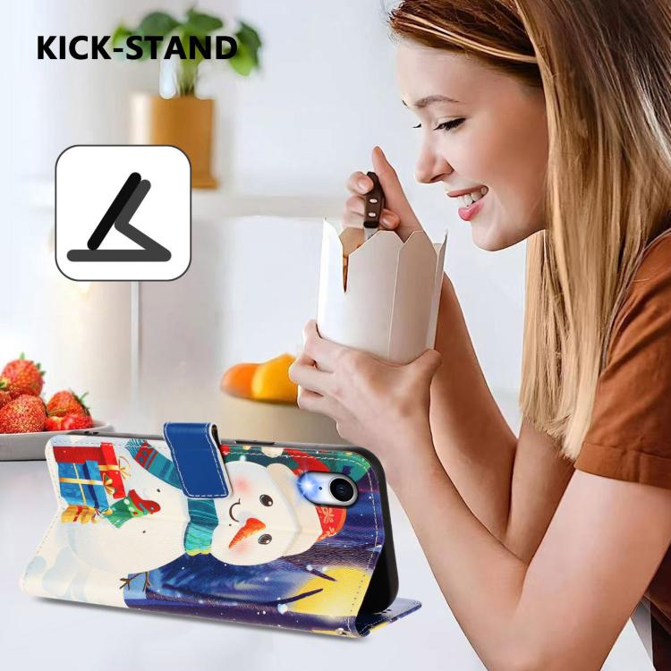 Christmas Series Buckle Leather Phone Case with Hand Strap