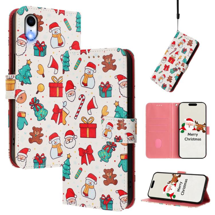 Christmas Series Buckle Leather Phone Case with Hand Strap