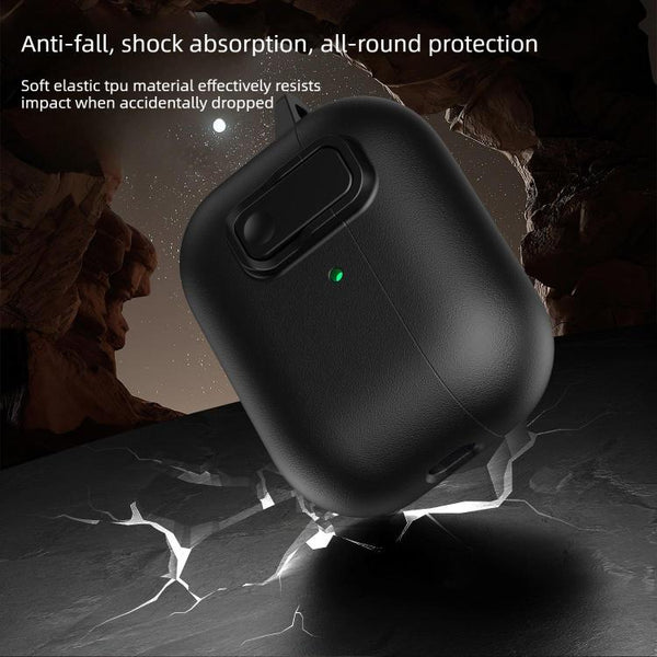 XDcase Faux Leather Texture Security Lock TPU Earbud Case, For AirPods Pro 3, For AirPods 4, For AirPods Pro 2 / 1