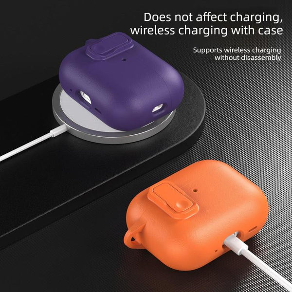 XDcase Faux Leather Texture Security Lock TPU Earbud Case, For AirPods Pro 3, For AirPods 4, For AirPods Pro 2 / 1