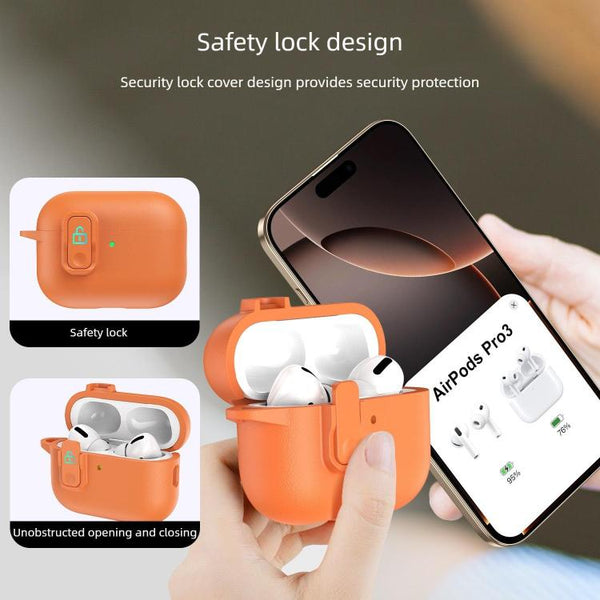 XDcase Faux Leather Texture Security Lock TPU Earbud Case, For AirPods Pro 3, For AirPods 4, For AirPods Pro 2 / 1