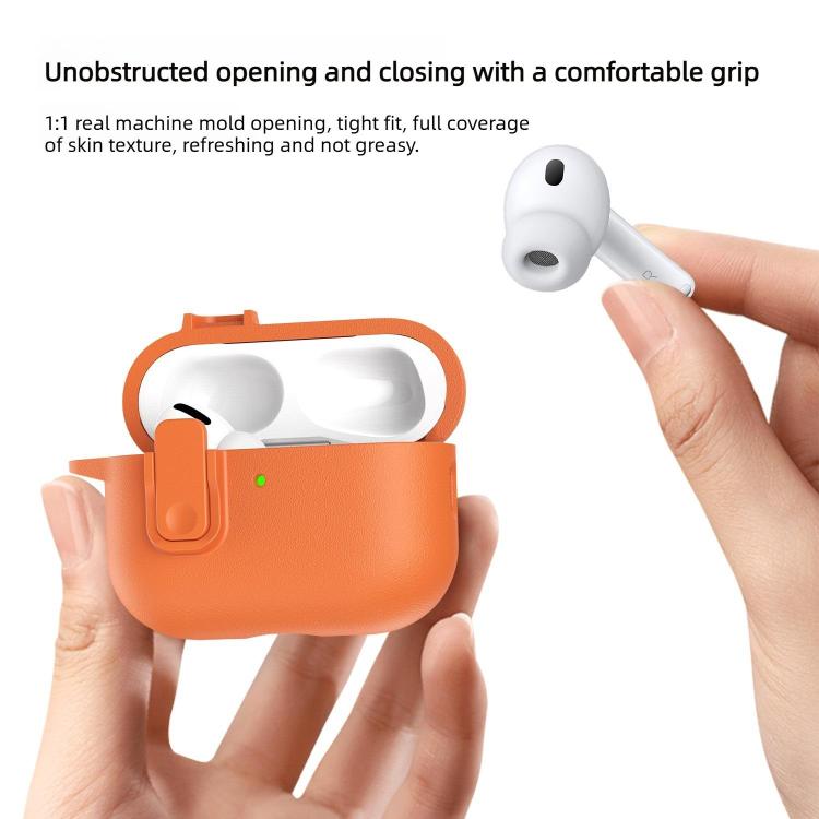 XDcase Faux Leather Texture Security Lock TPU Earbud Case, For AirPods Pro 3, For AirPods 4, For AirPods Pro 2 / 1