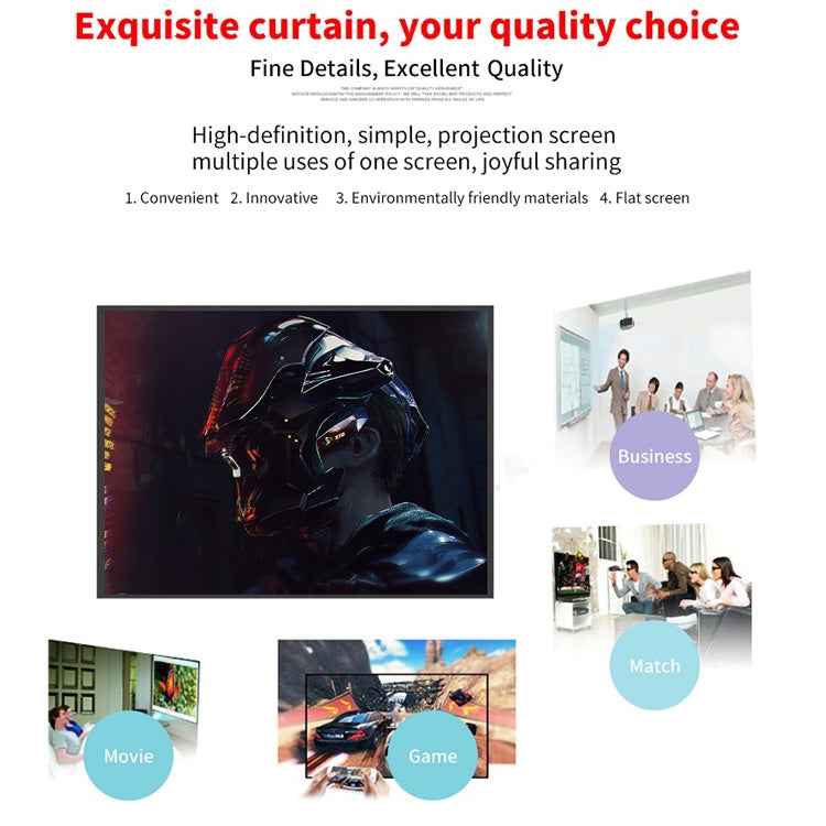 Simple Folding Thin Polyester Projector Film Curtain, Size:72 inch (16:9) Projection Area: 159x90cm