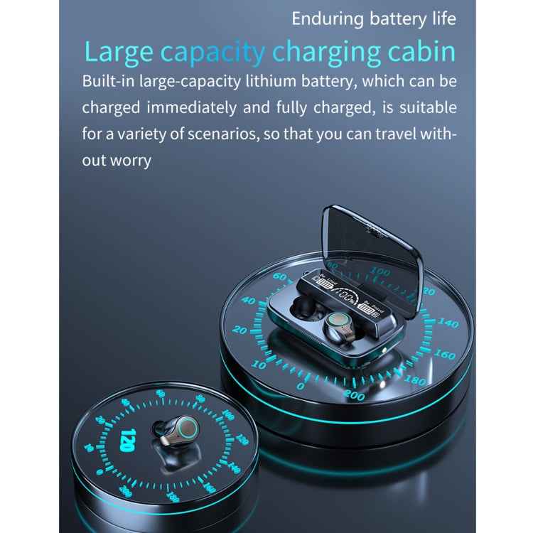 M18 Bluetooth 5.1 LED Display Screen Waterproof Wireless Bluetooth Earphone with Charging Box, M18