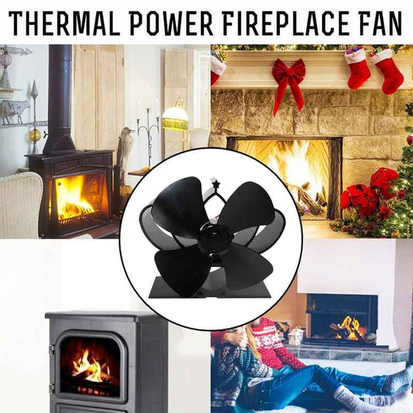 YL201 4-Blade High Temperature Metal Heat Powered Fireplace Stove Fan (Bronze)