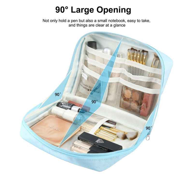 FunAdd Large-capacity Pencil Case Storage Organizer Ant ClothCosmetic Bag, Size: 230 x 170 x 75mm (Light Blue)