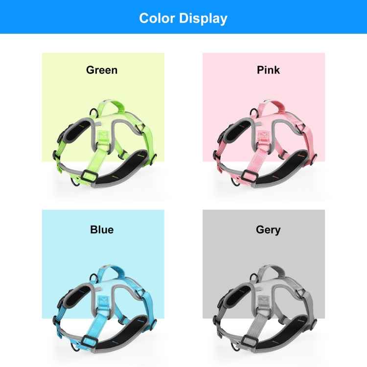 FunAdd Traction Rope Reflective Breathable Nylon Pet Vest Dog Harness, Size: M (Green)