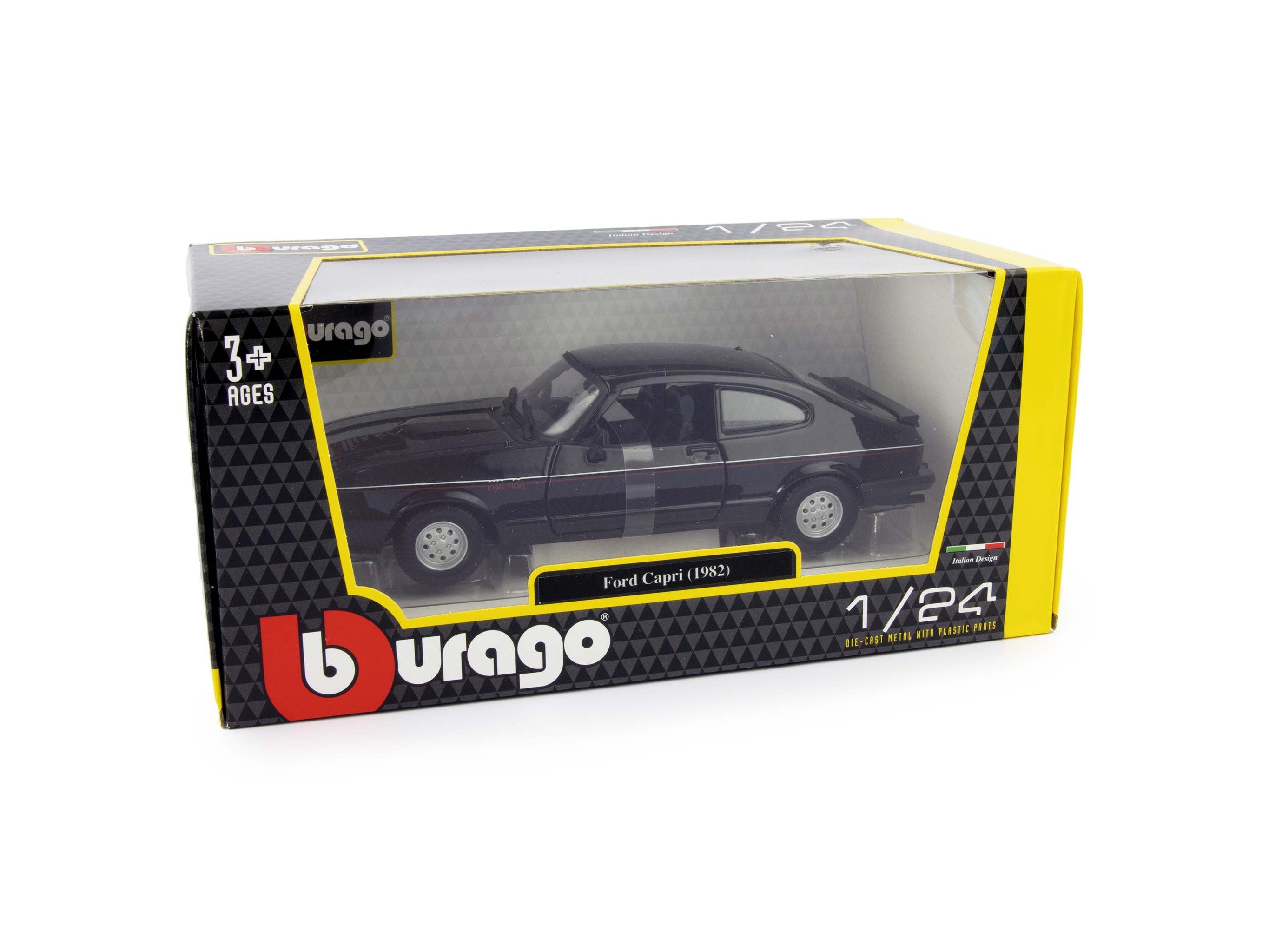 Ford Capri 2.8i 1982 black- 1:24 Scale Model Car