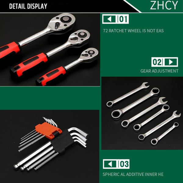 121 In 1 Multi-function Car Repair Combination Toolbox Ratchet Wrench Set, 121 In 1