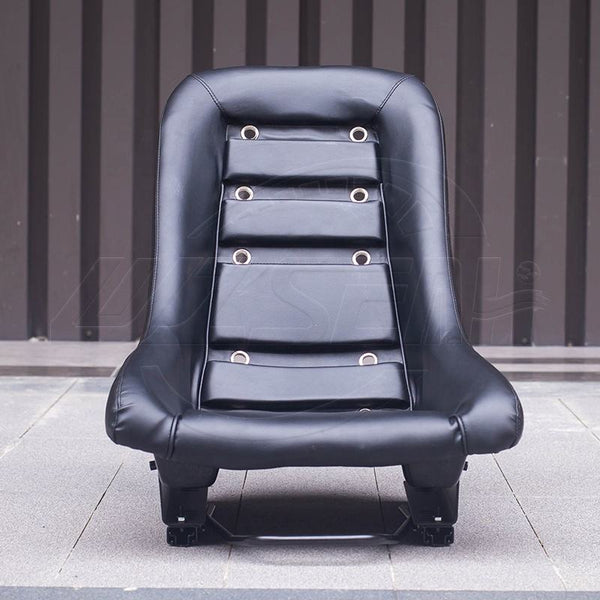 Pair of (x2) Universal Black Quilted Luxe Leather Classic Retro Speedster Bucket Seats with base mounted slide runners