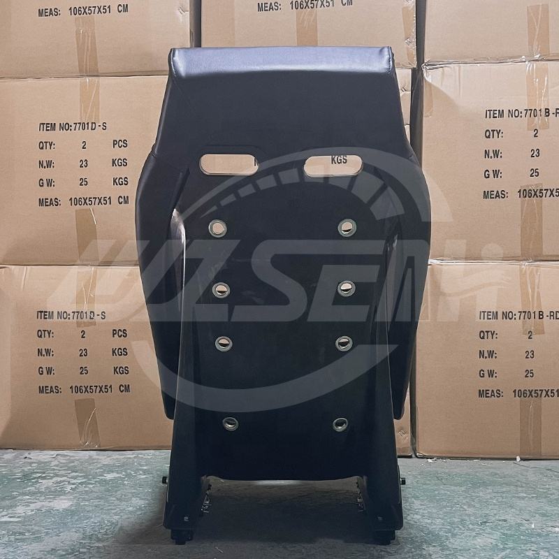 Pair of (x2) Universal Retro Classic Blade Runner Studded Speedster American Muscle Bucket Seats in Black Synth Cushioned Leather with Hard Back with base mounted slide runners