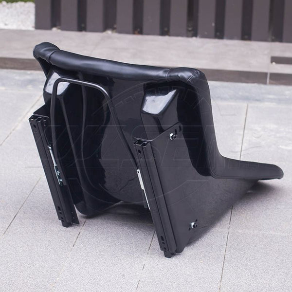 Pair of (x2) Universal Black Quilted Luxe Leather Classic Retro Speedster Bucket Seats with base mounted slide runners