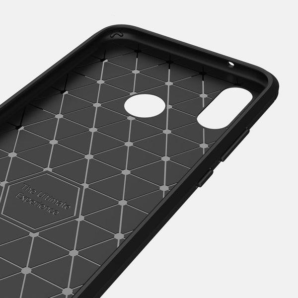For Huawei  P20 Lite Brushed Texture Carbon Fiber Shockproof TPU Protective Back Case