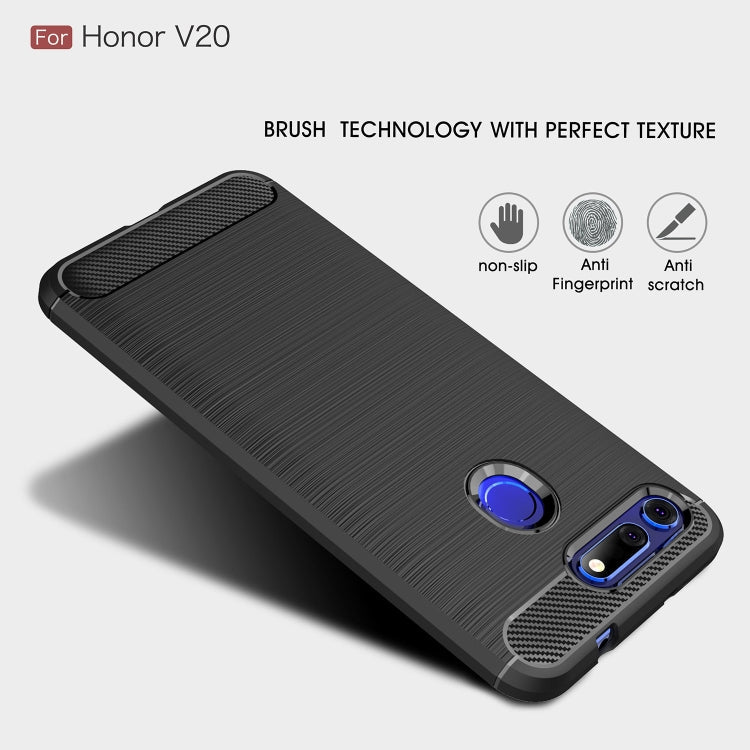 Brushed Texture Carbon Fiber Shockproof TPU Case for Huawei Honor View 20